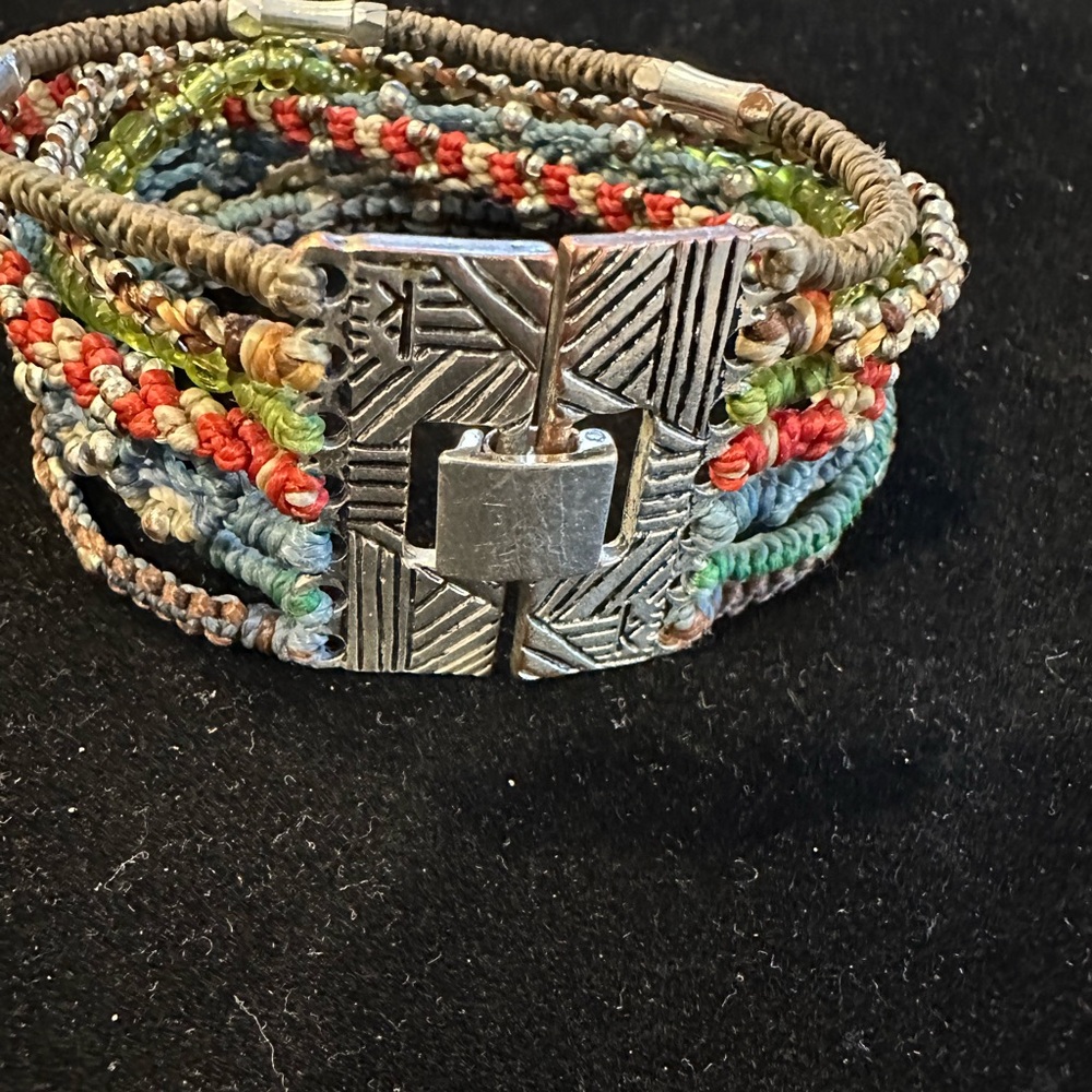 Boho Multi‑Layer Cuff Bracelet • Tribal Clasp • Woven Cord & Beads • Hippie Chic
